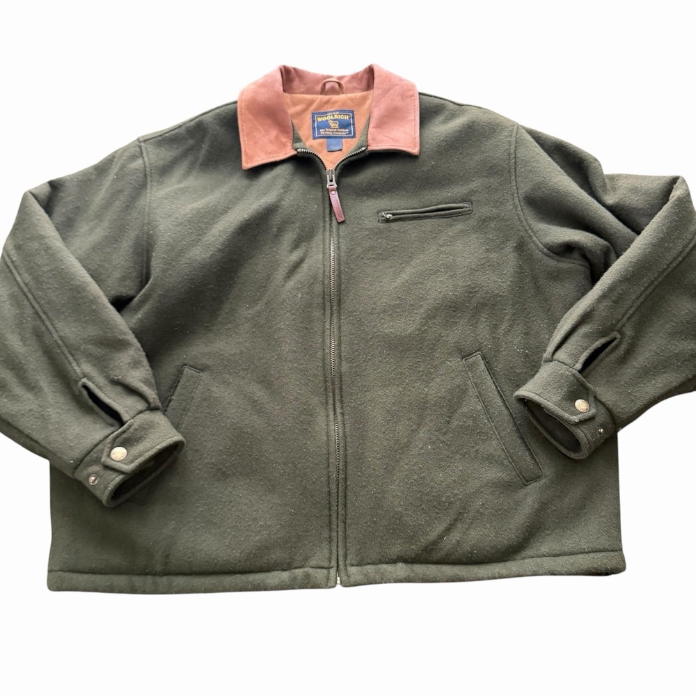 Woolrich Vintage Mens Green Wool Mix Bomber Loden Jacket Quilted Inside